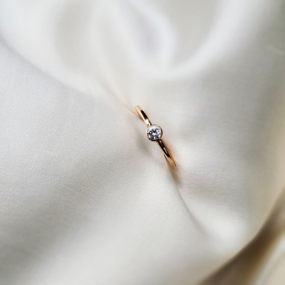 Simulated Diamond Solitaire Ring Golfilled - image 2